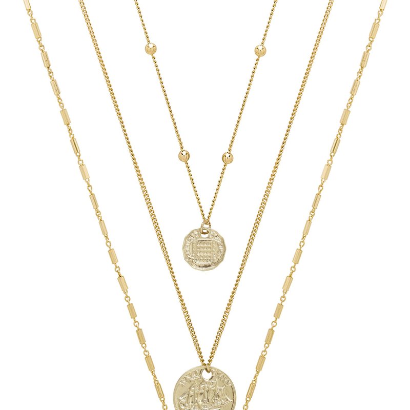 Ettika Three Coins Necklace Set In Gold
