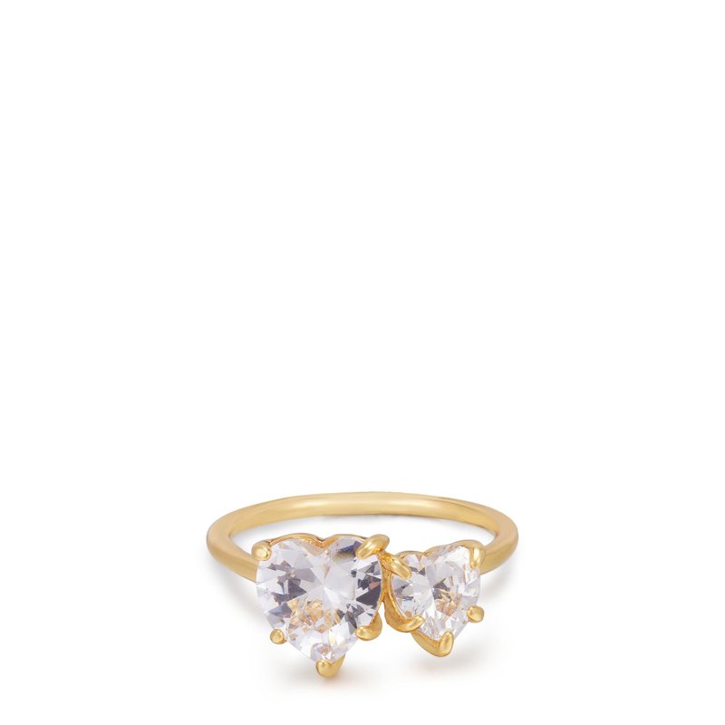 Shop Ettika Toi Et Moi Heart And Mini Heart 18k Gold Plated Ring In White