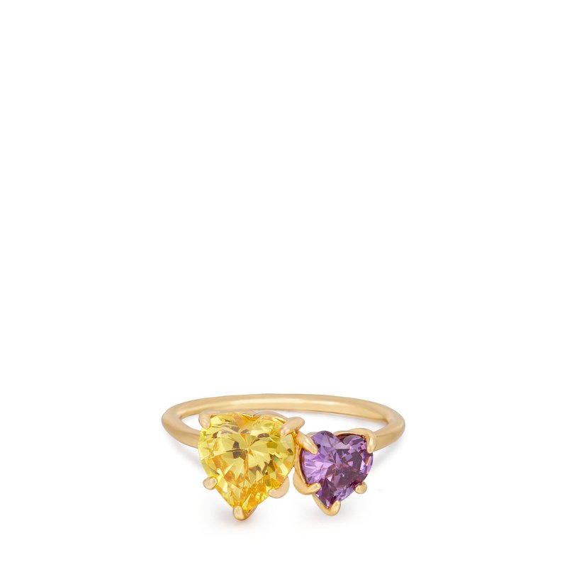 Ettika Toi Et Moi Heart And Mini Heart 18k Gold Plated Ring In Yellow