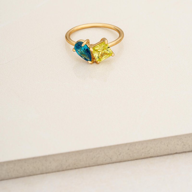 Shop Ettika Toi Et Moi Pop Of Color 18k Gold Plated Ring In Green