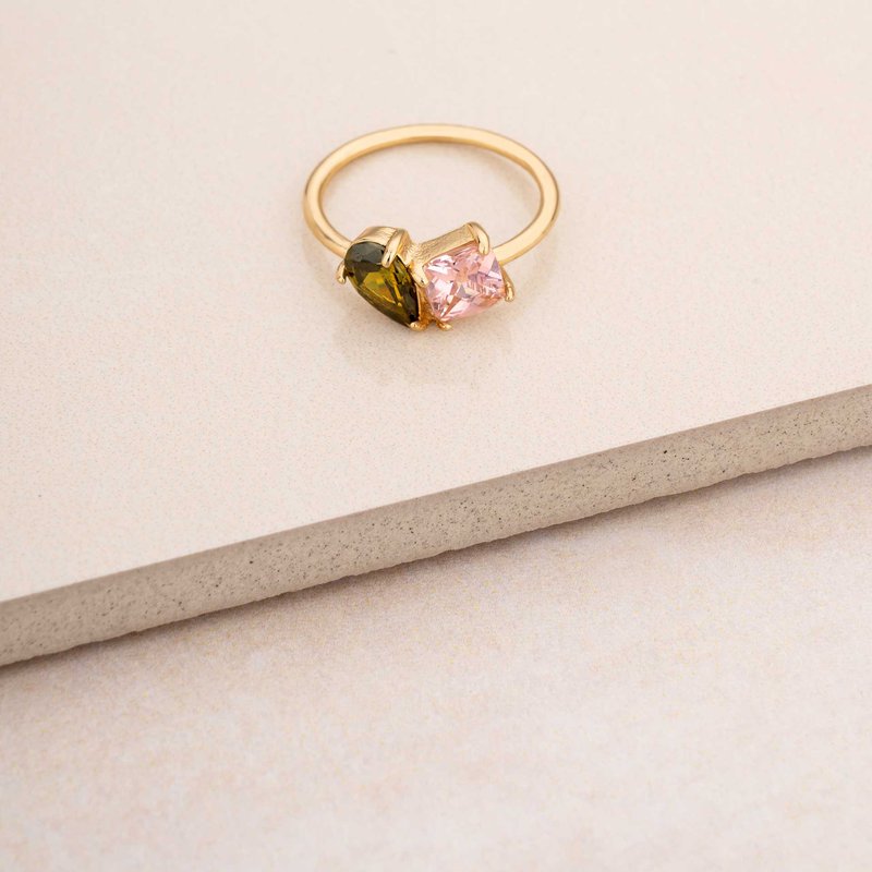 Shop Ettika Toi Et Moi Pop Of Color 18k Gold Plated Ring In Green