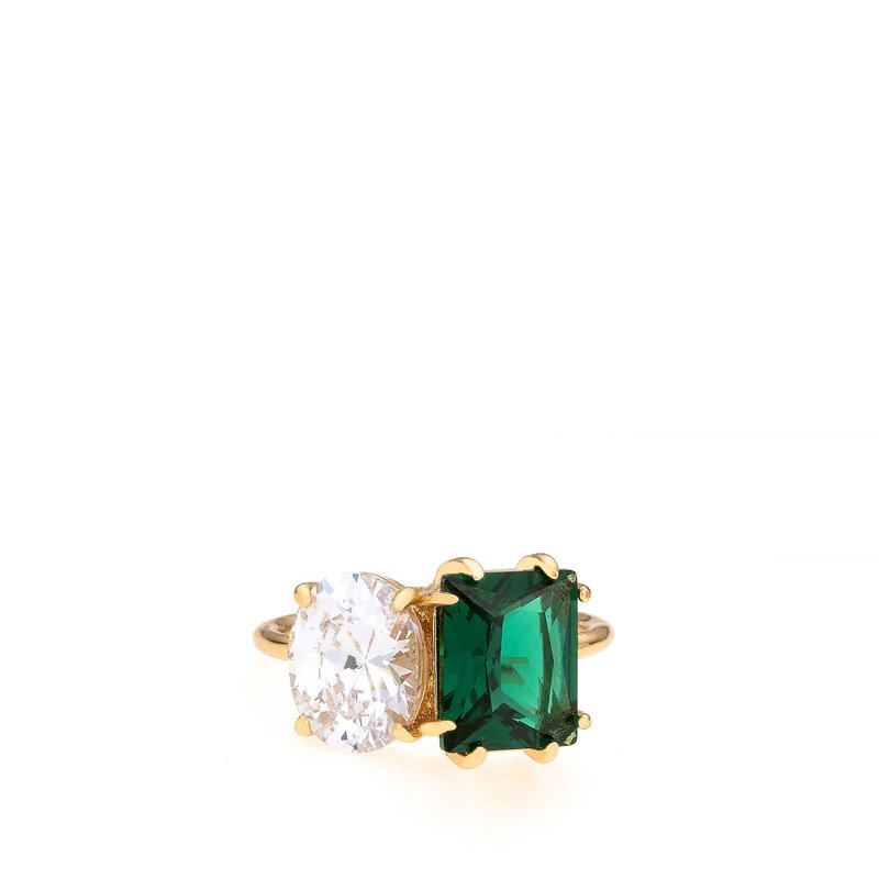 Ettika Toi Et Moi Unity Crystals 18k Gold Plated Ring In Green
