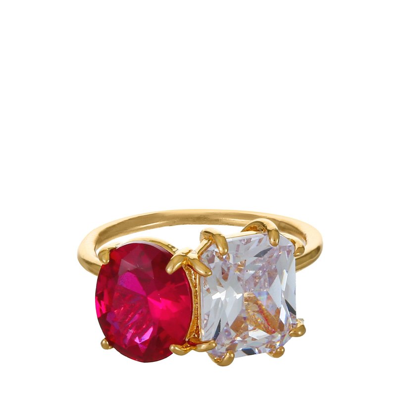 Shop Ettika Toi Et Moi Unity Crystals 18k Gold Plated Ring In Green