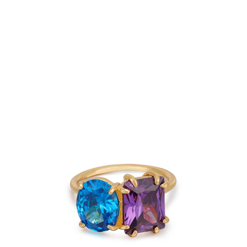 Ettika Toi Et Moi Unity Crystals 18k Gold Plated Ring In Blue