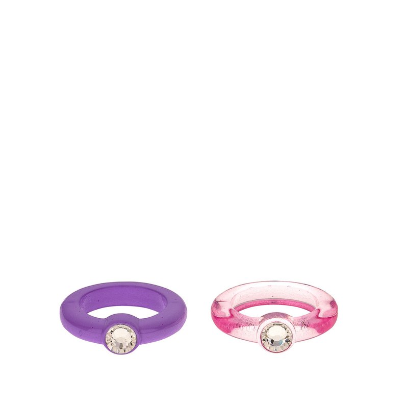 Shop Ettika Transparent Pink & Matte Purple Resin Ring Set