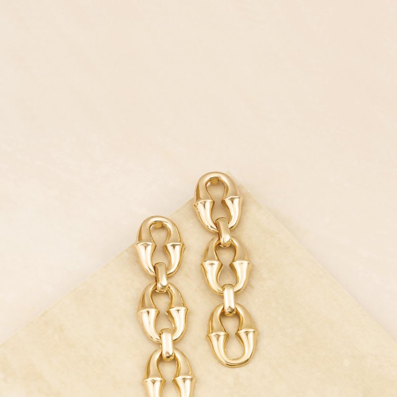 Ettika Triple Link Drop 18k Gold Plated Earrings