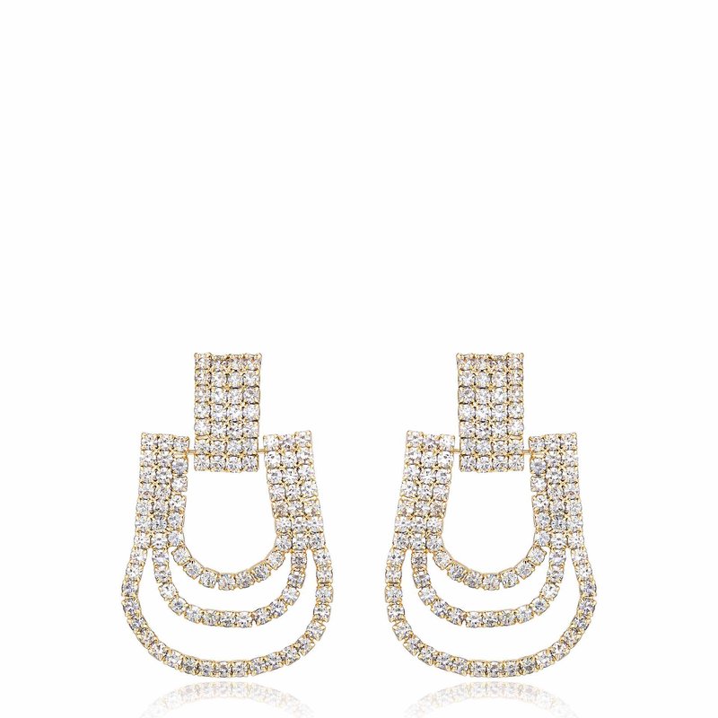 Ettika True Beauty Crystal Earrings In 18k Gold Plating