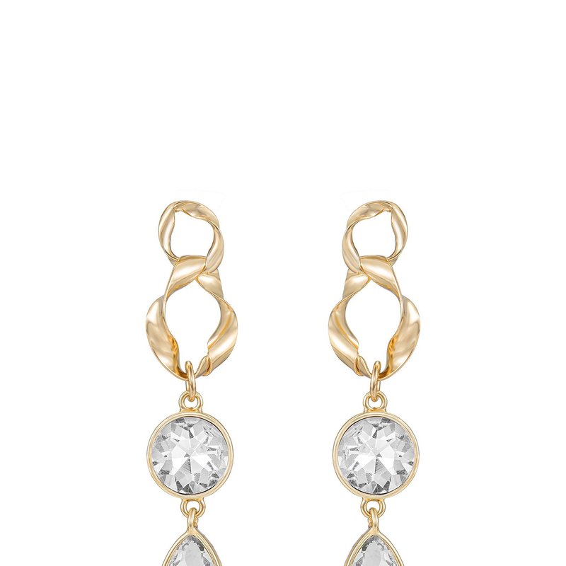 Shop Ettika Twisted Gold Crystal Dangle 18k Gold Plated Earrings In Yellow