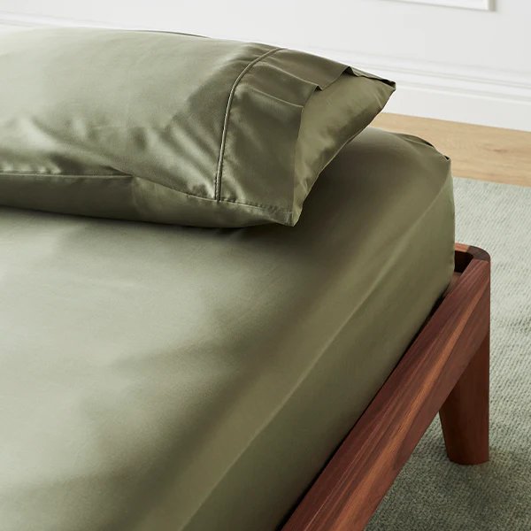 Ettitude Signature Sateen Fitted Sheet In Green