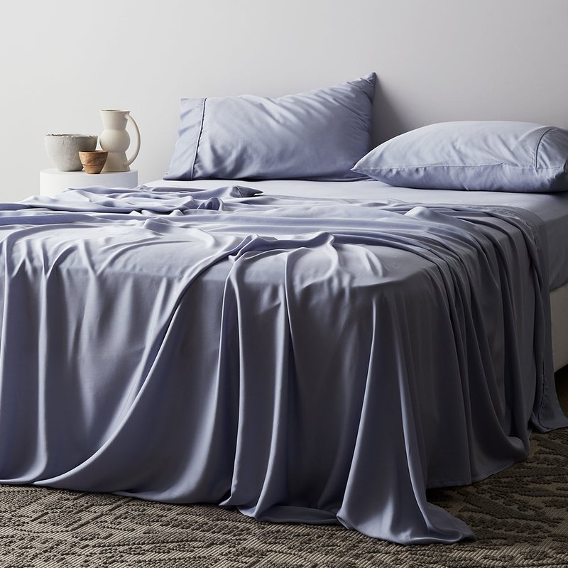 Ettitude Signature Sateen Fitted Sheet In Blue