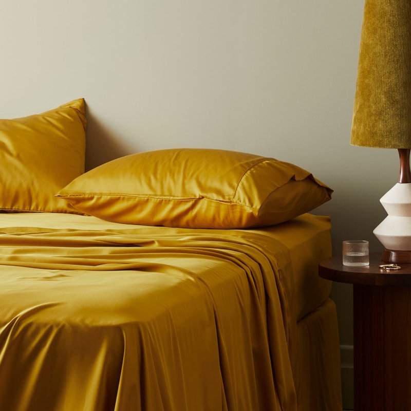 Shop Ettitude Signature Sateen Pillowcase Set In Yellow