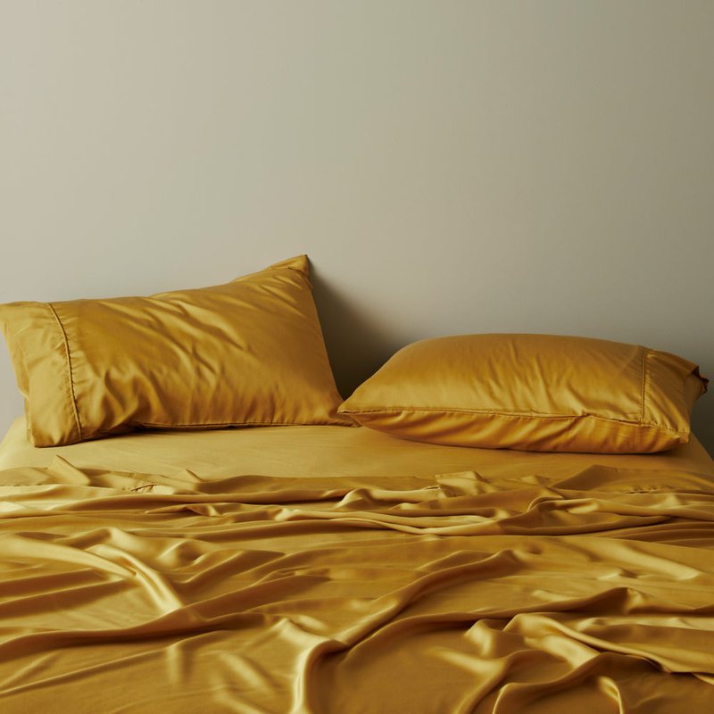 Shop Ettitude Signature Sateen Pillowcase Set In Yellow