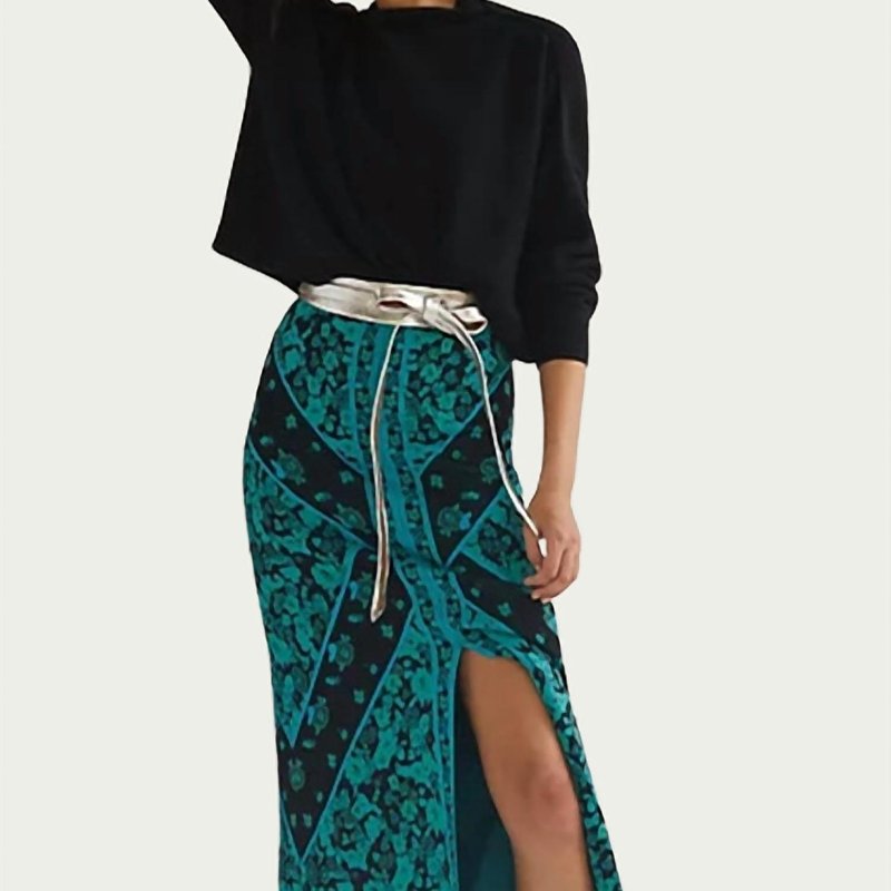 Shop Eva Franco Floral Knit Midi Skirt In Green