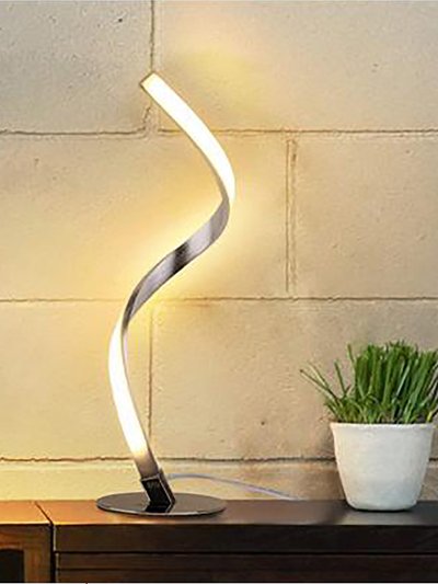 Everglade Home 16.34 in. White Stainless Steel Spiral Design LED Table Lamp With Dimmable Touch Button product