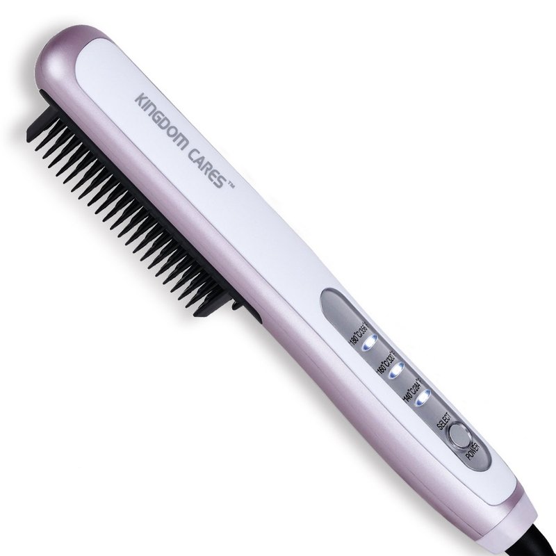 Evertone Hair Straightener Brush, Ptc Faster Heating Straightening Brush Styler In White