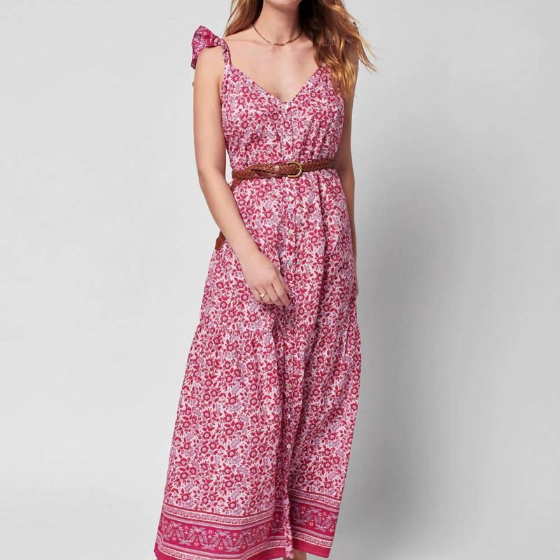 Shop Faherty Hyland Dress In Sun Up Block Print In Pink
