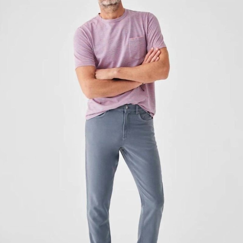 Shop Faherty Stretch Terry 5 Pocket Jeans In Blue
