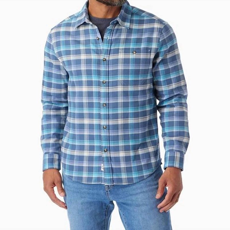 Shop Fair Harbor Seaside Lightweight Flannel Shirt In Blue
