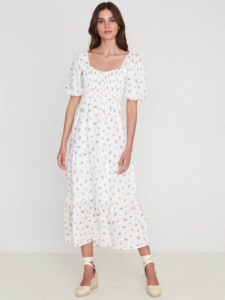 Faithfull the Brand Gianna Puff Sleeve Midi Dress | Verishop