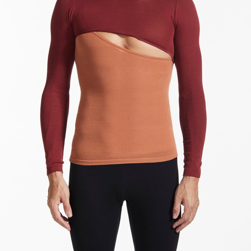 Fang Asymmetrical Layer Cut-out Top In Red