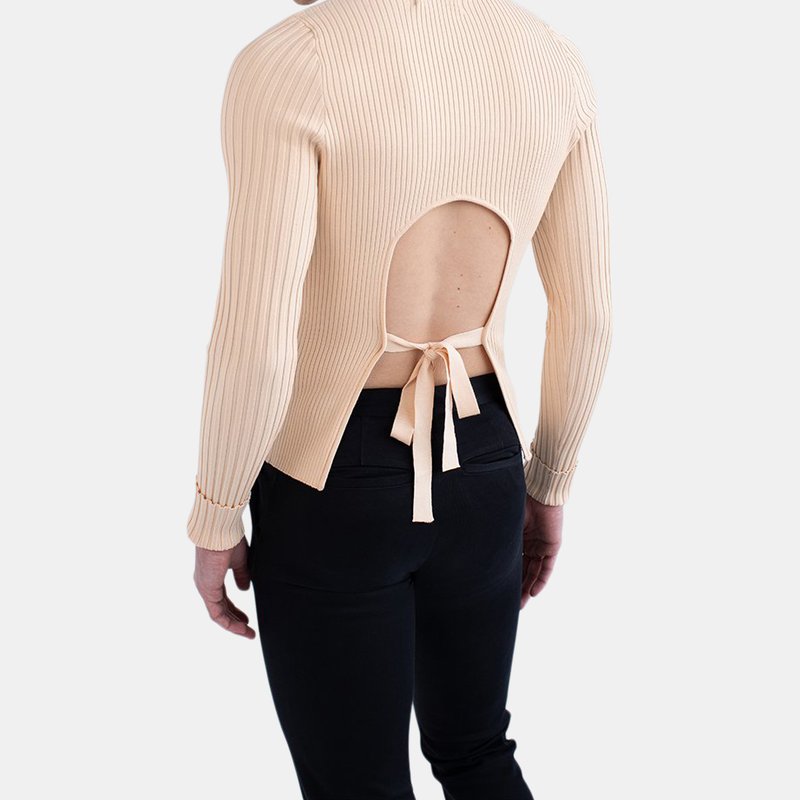 Fang Bow Back Sweater In Brown