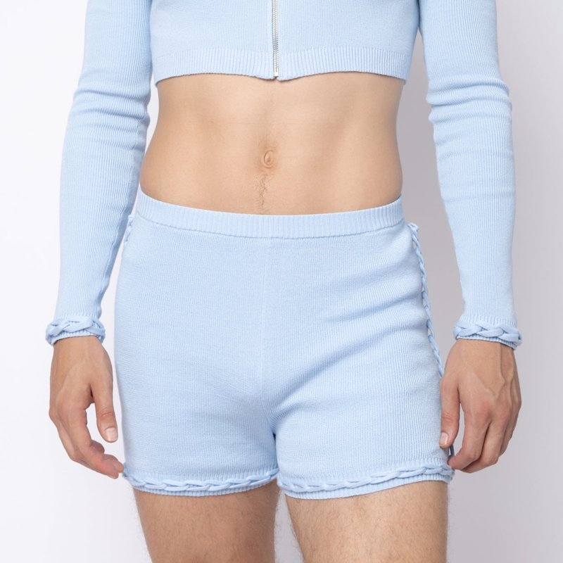 Shop Fang Chain Link Knitted Shorts In Blue