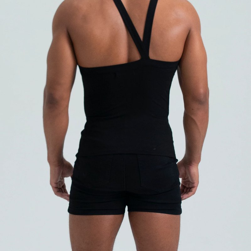 Fang Essential Asymmetrical Strap Ribbed Tank In Black
