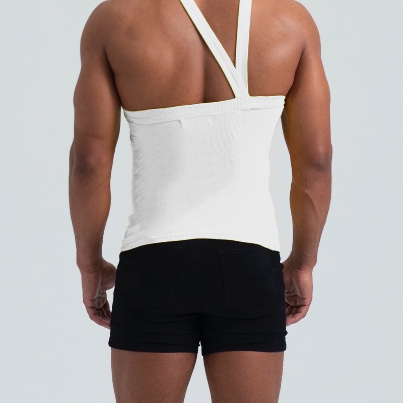 Fang Essential Asymmetrical Strap Ribbed Tank In White