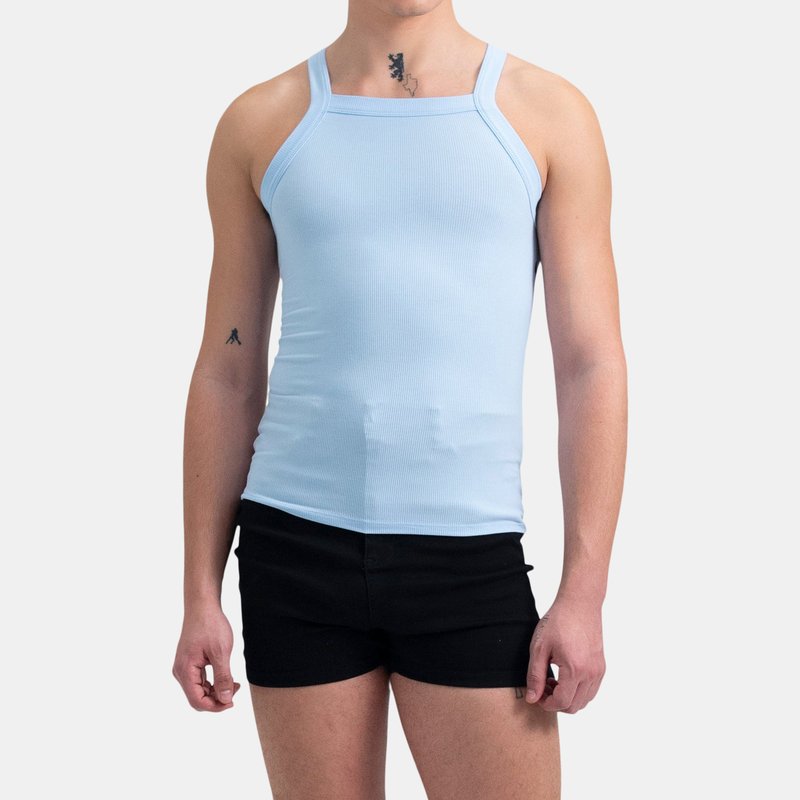 Fang Essential Racer Back Ribbed Tank In Blue