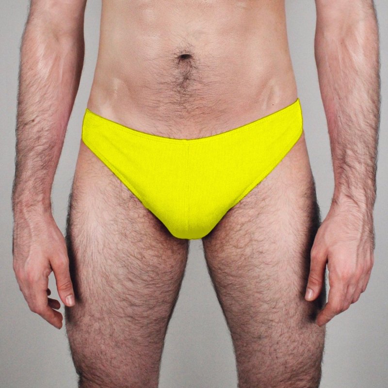 Fang Essential Ribbed Brief Bathing Suit In Yellow