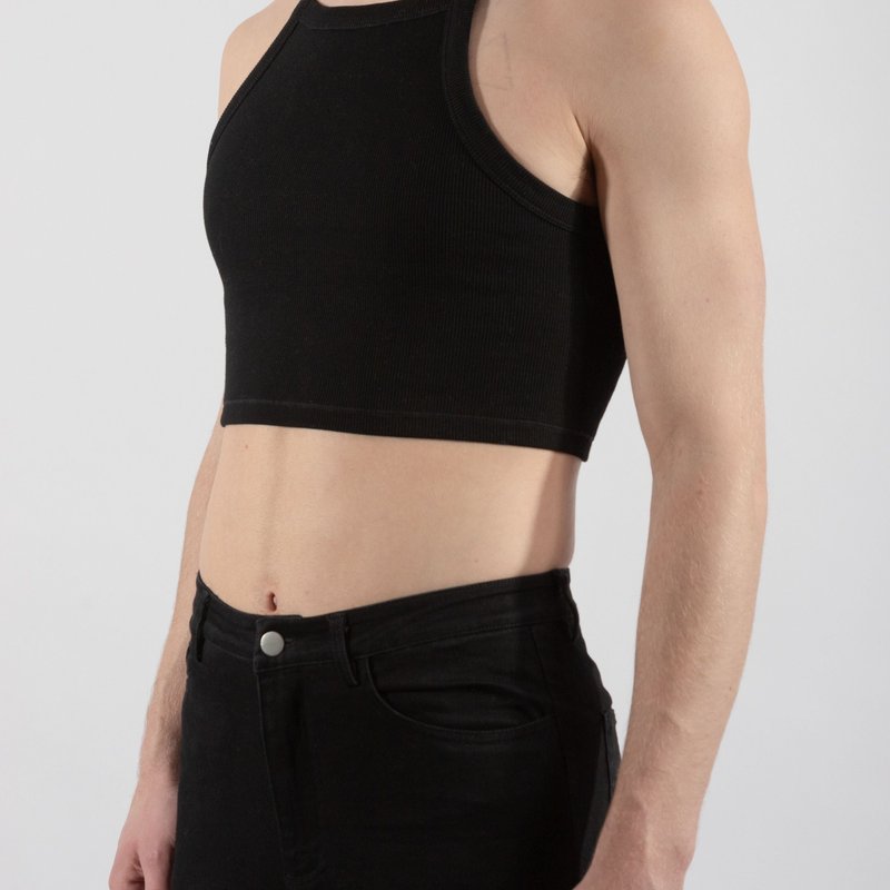Fang Essential Ribbed Square Neck Crop Top In Black