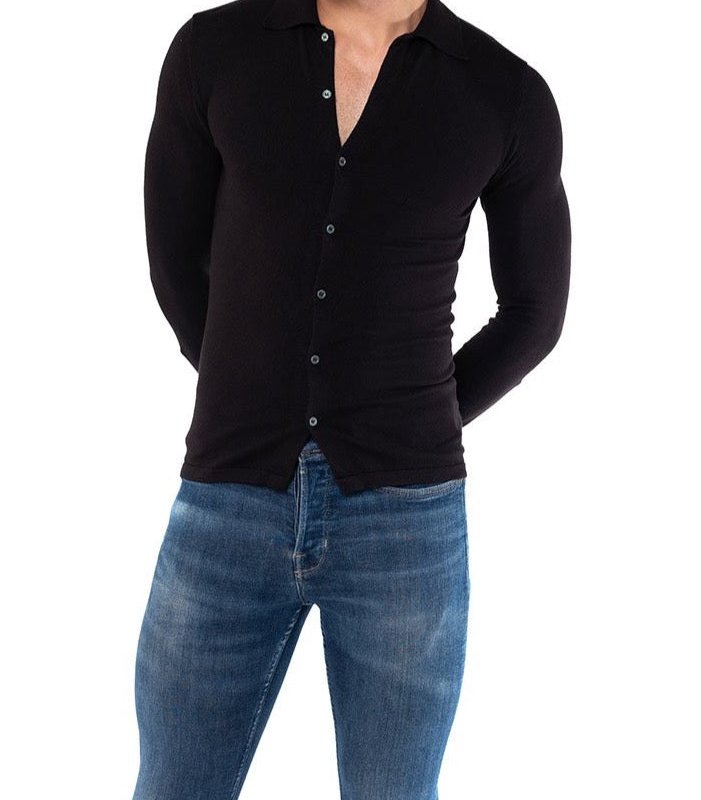 Fang Knitted Dress Shirt In Black