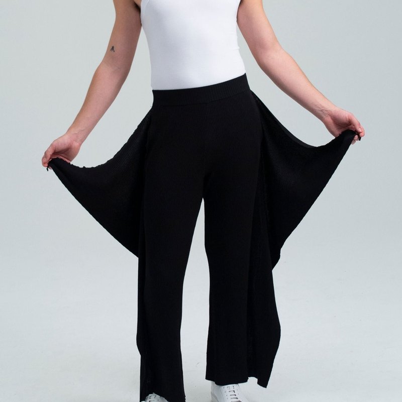 Fang Knitted Flared Pants With Side Panels In Black