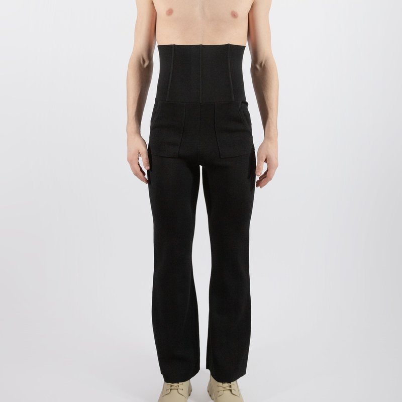 Fang Knitted High-waisted Corset Pants In Black