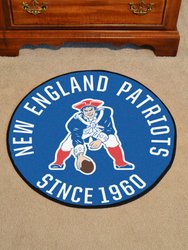 New England Patriots Roundel Rug - 27" NFL Retro Logo, Pat The Patriot Logo - Blue