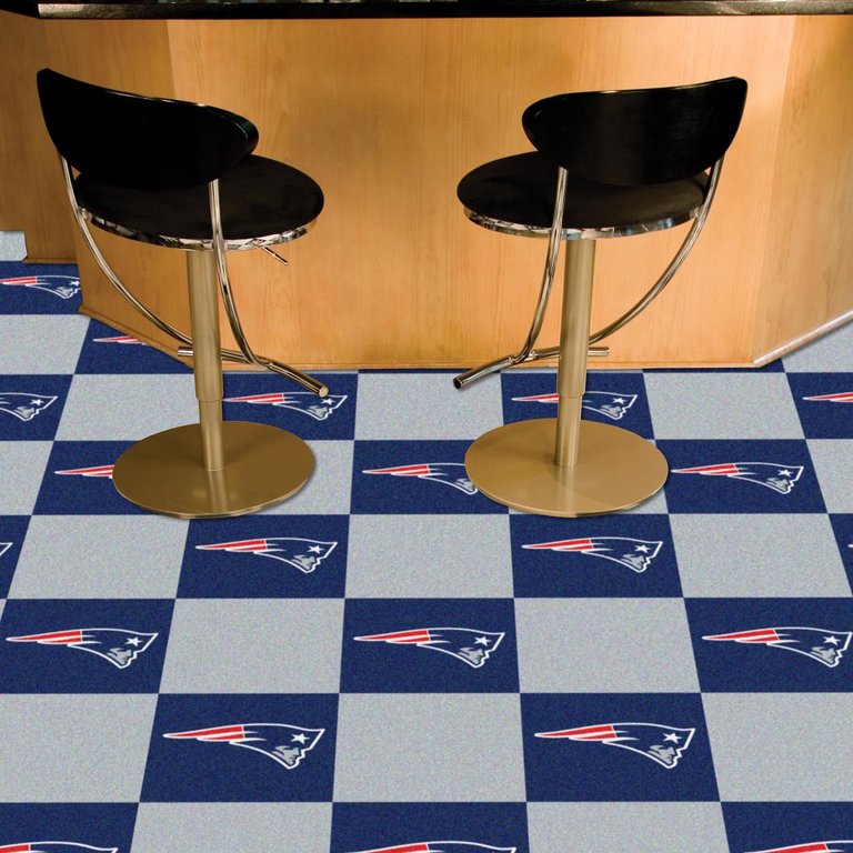 New England Patriots Team Carpet Tiles - 45 Sq Ft. - White/Blue