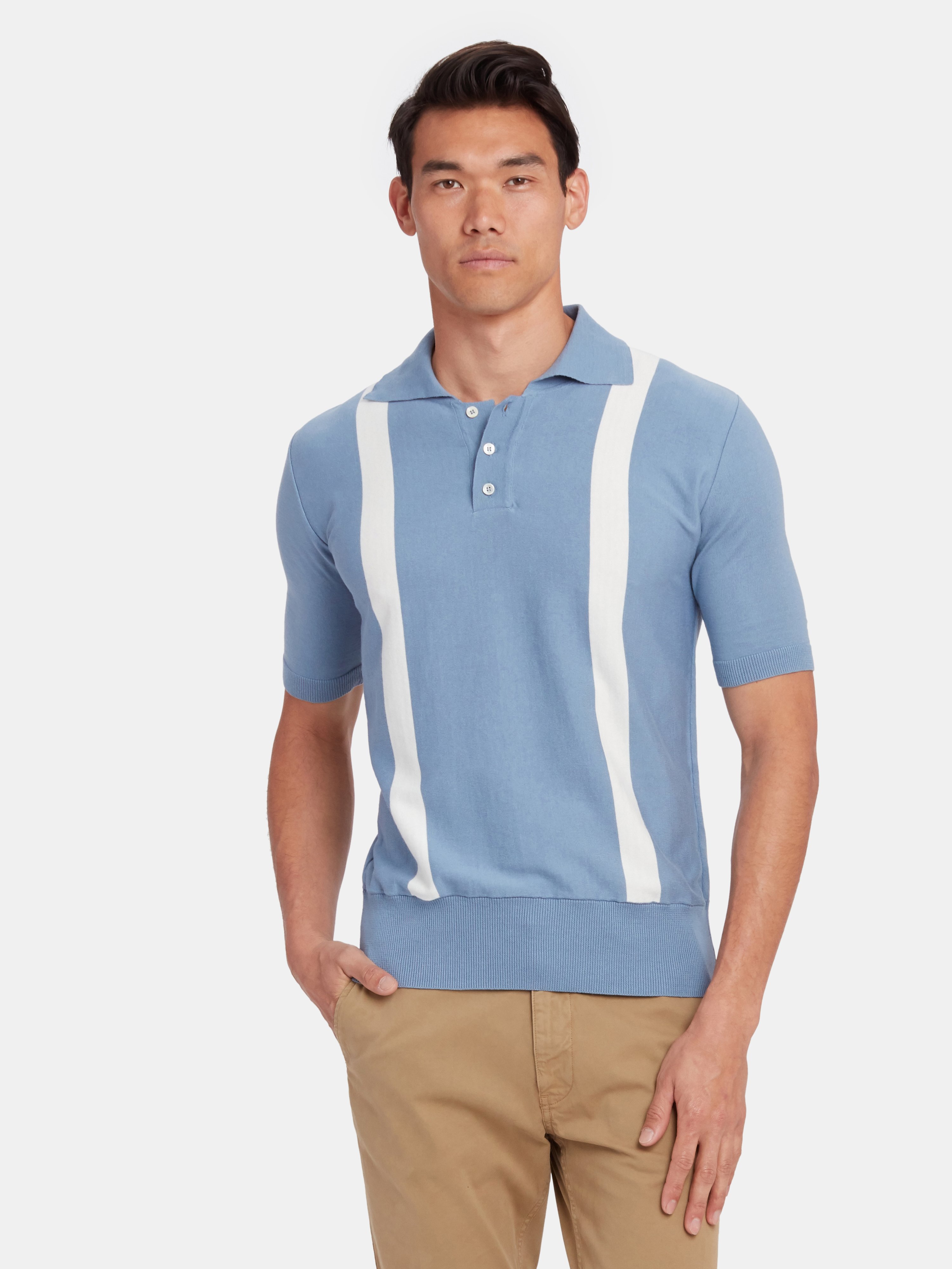 Far Afield Cole Duo Short Sleeve Polo In Stone Wash