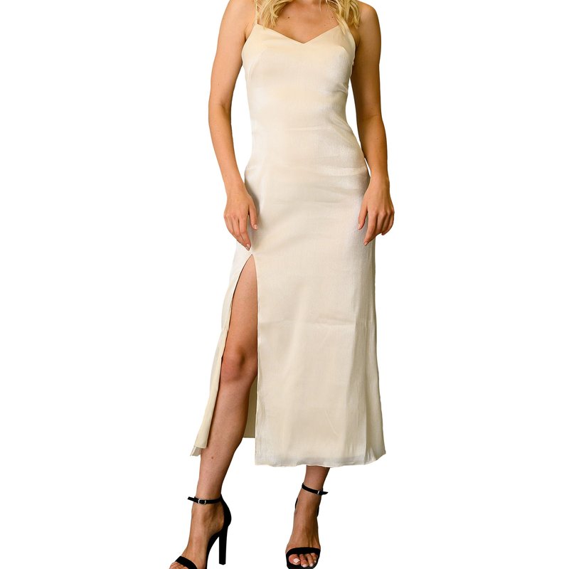 Farah Naz New York Champagne Slip Dress In White