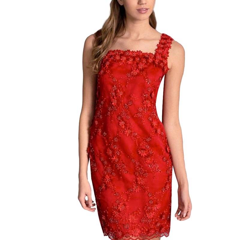 Farah Naz New York Strap Short Dress In Red