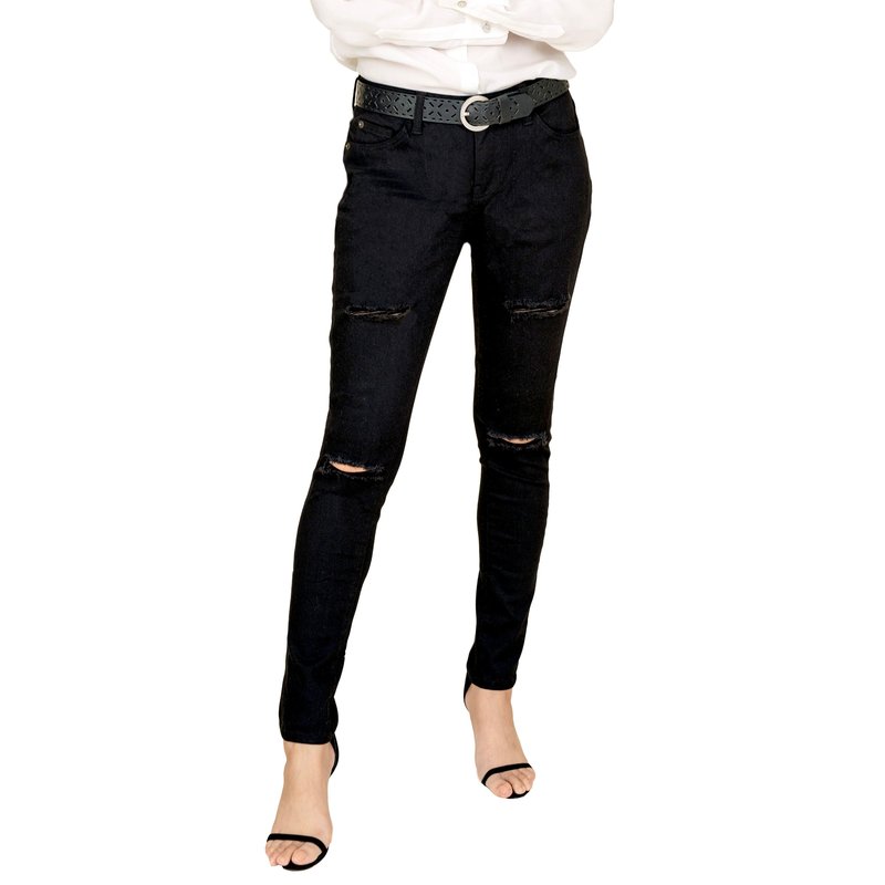 Farah Naz New York Women's Distressed Skinny Jeans In Black