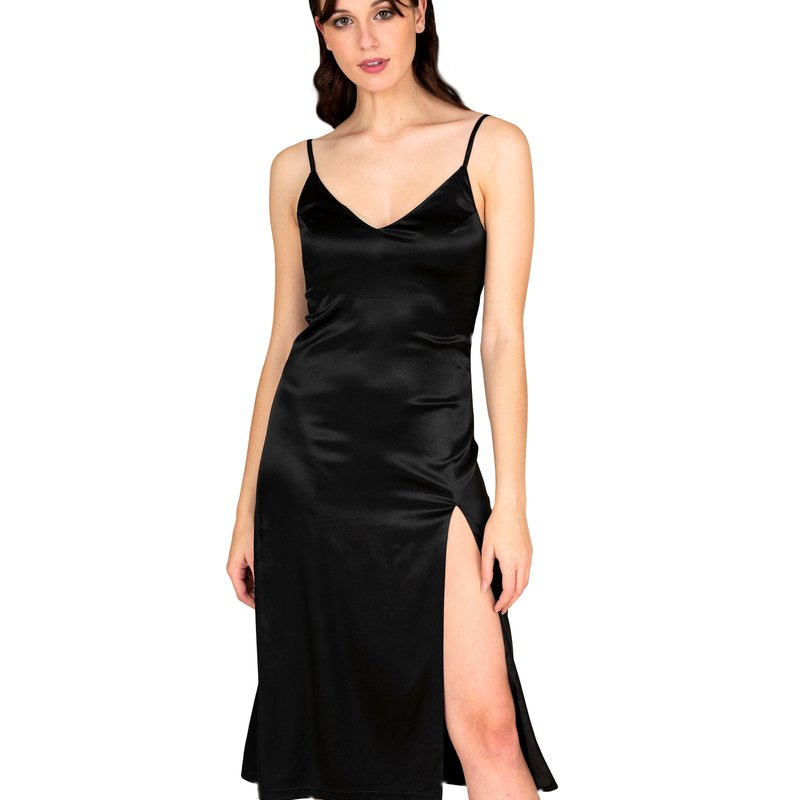 Farah Naz New York Women's Slit Slip Dress In Black