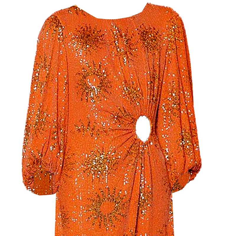 Shop Farm Rio Women Sunny Mood Orange Sequin Long Sleeve Cut Out Midi Dress
