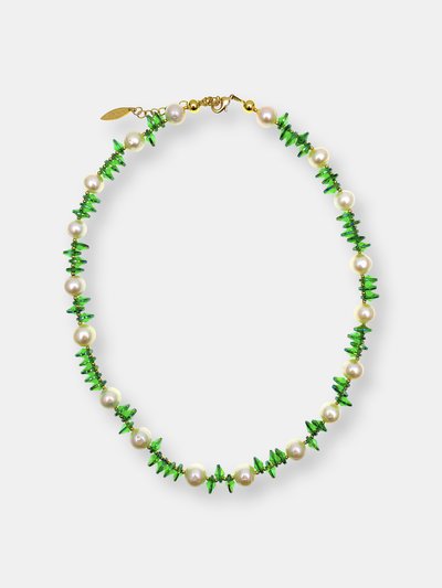 FARRA Green Crystals Freshwater Pearls Short Necklace product