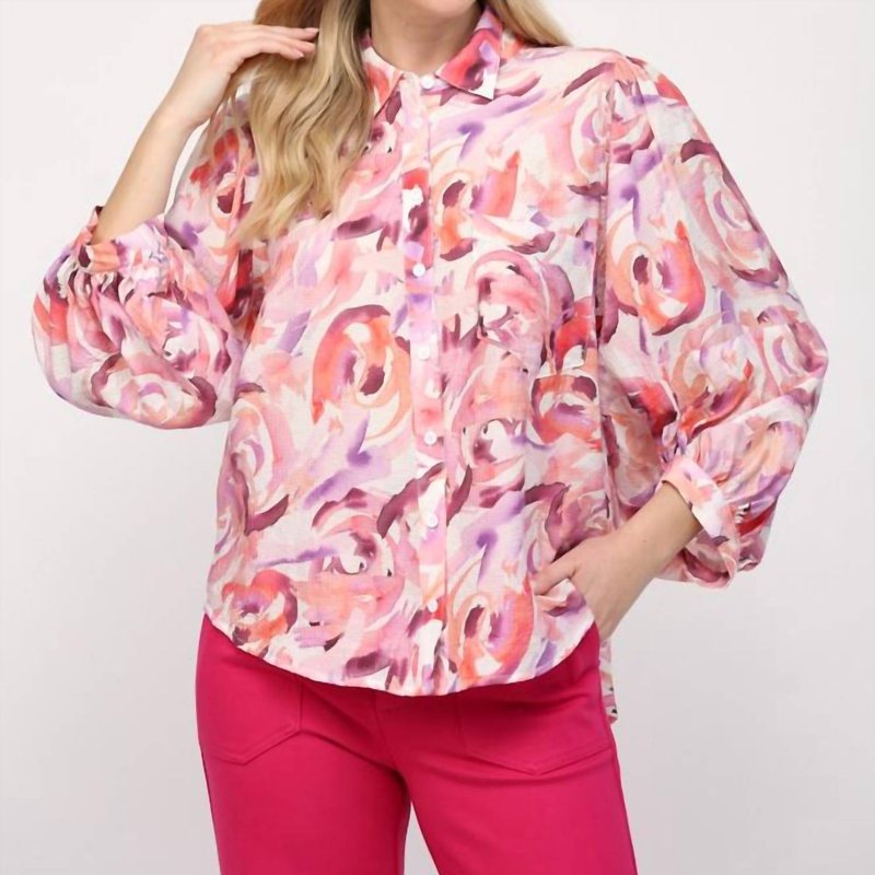 Shop Fate Belle Abstract Blouse In Pink