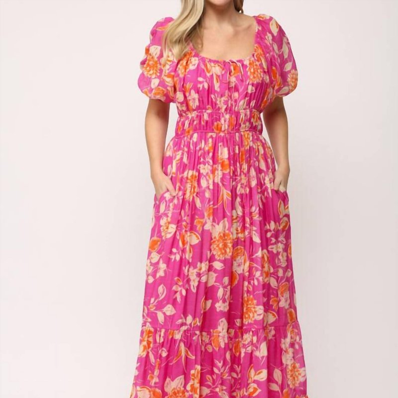 Shop Fate Blooms And Elegance Maxi Dress In Hot Pink Floral