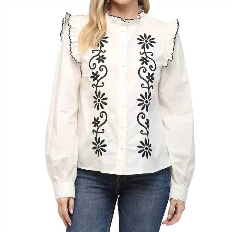 Shop Fate Chehalis Embroidered Blouse In White