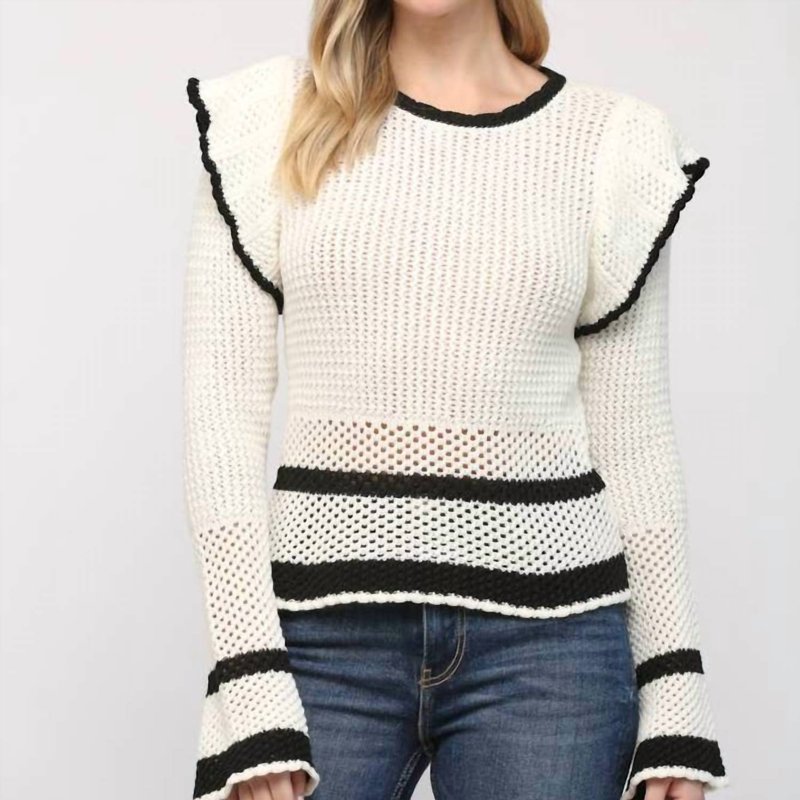 Shop Fate Ruffle Shoulder Detail Sweater In White
