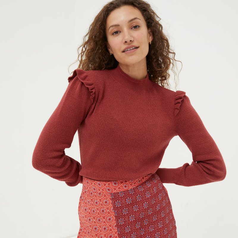Shop Fatface Fiona Frill Sweater In Red