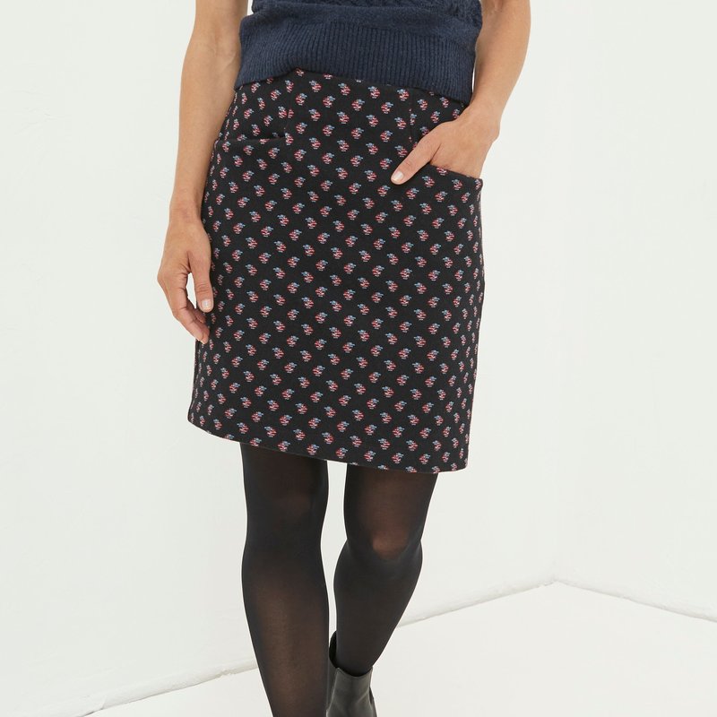 Fatface Jennie Floral Geo Jersey Skirt In Black