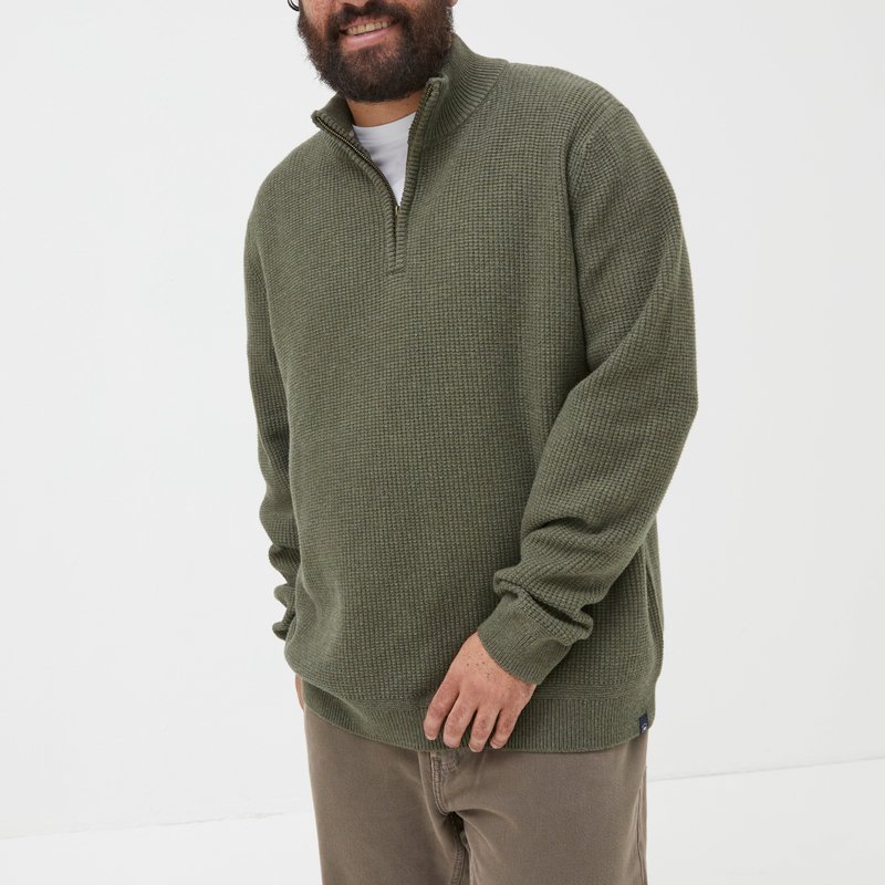 Shop Fatface Pembrey Half Neck Sweater In Green